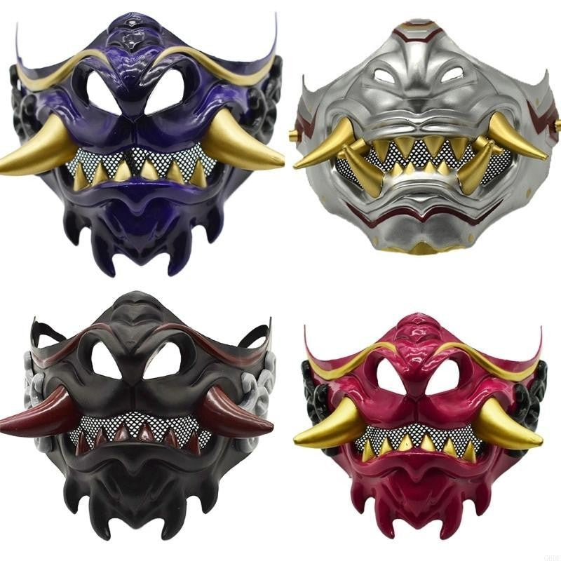 Devil Samurais Mask Halloween Cosplay Mask Half Face Mask Masquerade Mask Party Mask Japanese Mask for Carnivals