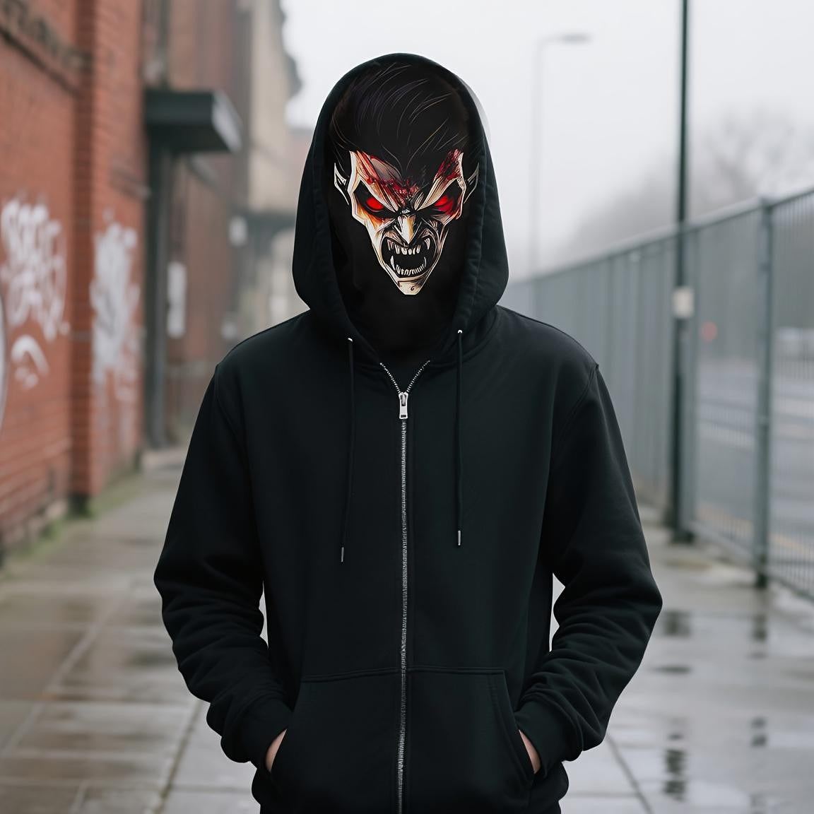 A Red-eyed Demon Mask That Embodies A Free-spirited, Rebellious Attitude. Perfect for Halloween, Punk-style Parties