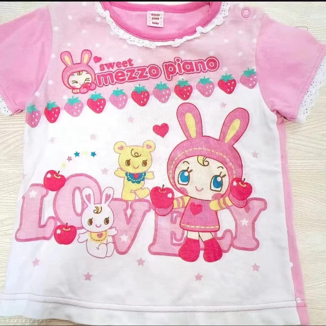 Lolita Print Tops Bow Cake Blouse Y2K JK Lolita Japan Kawaii Girl Cute Sweet Lace T-shirt A-line Spliced Cake Skirt New Chic