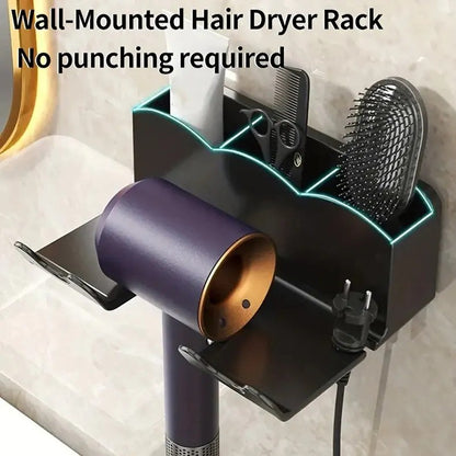 Suporte de Armazenamento para Secador de Cabelo Rack de Parede Sem Furo Suporte de Parede para Banheiro Armazenamento e Colocação de Dutos de Ar para Banheiro Suporte de Pendurar