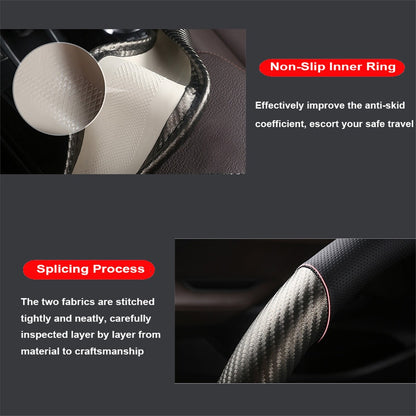 Capa para Volante de Carro em Couro Preto 15'' Respirável Antiderrapante Proteção Automotiva Formato O