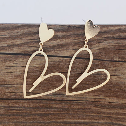 2024 Novas Brincos Pendentes de Coração Femininos da Moda Brincos de Coração de Amor de Camada Dupla Lindos Brincos Bohemianos