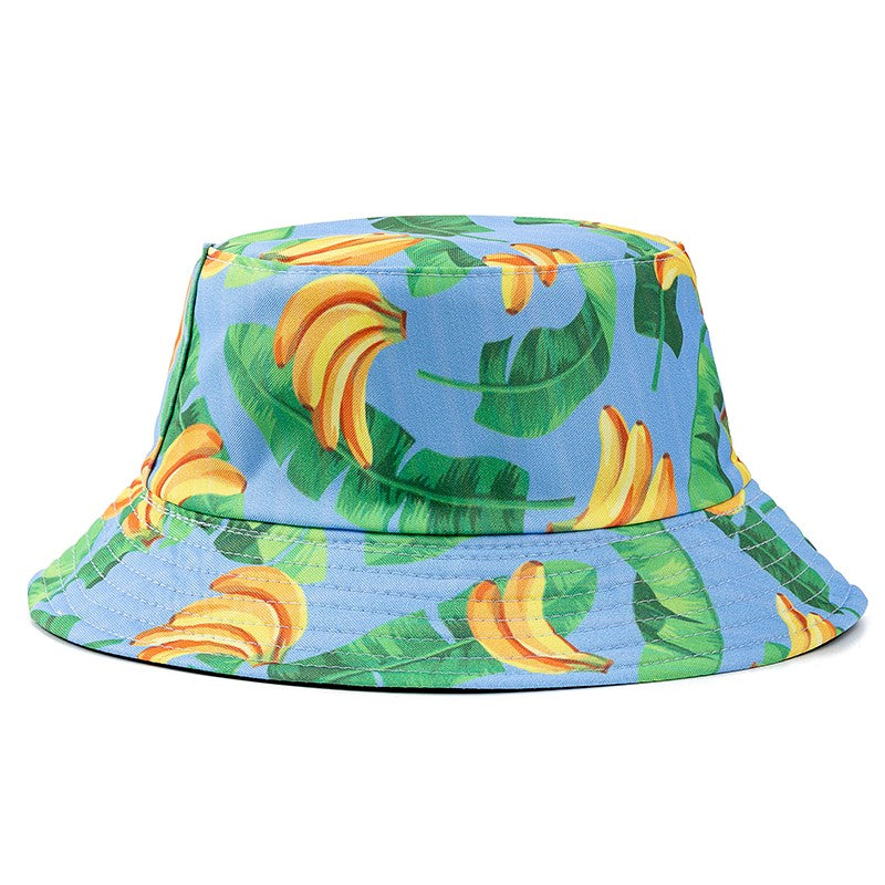 Chapéu Bucket Unissex Quente de Verão com Estampa de Frutas, Dupla Face, Chapéu de Sol Feminino, Chapéu Panama Clássico Masculino