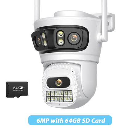 BESDER 12MP WiFi IP Camera PTZ Three Screens Outdoor CCTV Security Surveillance Camera Night Vision Monitor 3D Space iCSee App