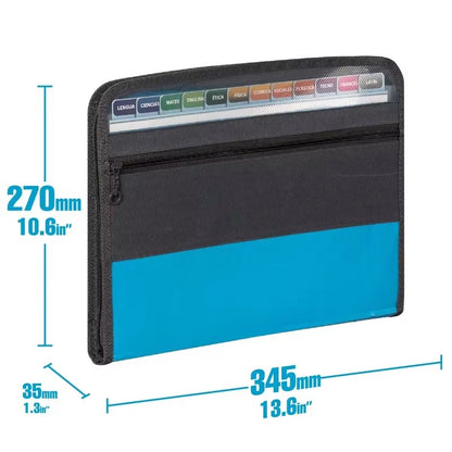 Accordion File Organizer with Safe Zipper, 13 Pocket Expanding File Folder with Front Pencil Pouch,  School Office Supplies