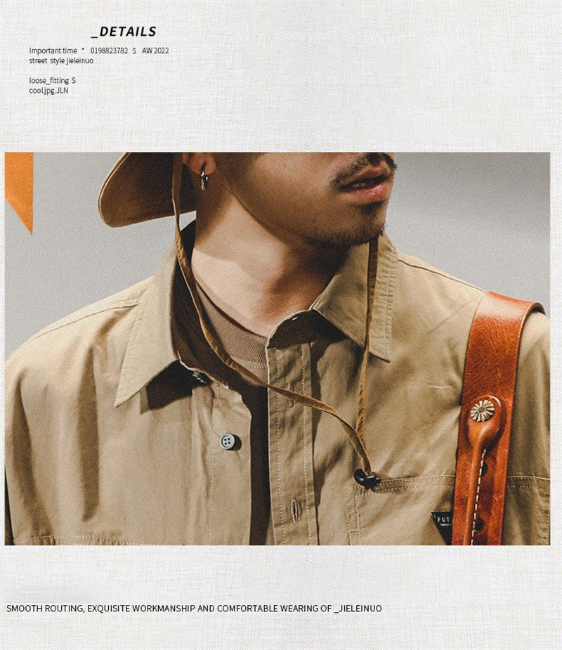 Summer hawaiian Casual Cargo Shirt For Men Oversized Short Sleeve Tee Shirts Y2K Streetwear Button Blouses Outdoor Masculino