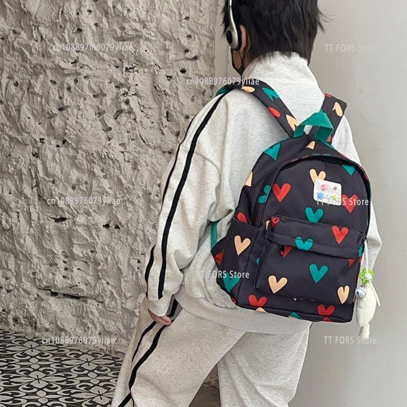 Fashionable Sweet Love Print Children's Schoolbag Boys and Girls Backpack Suitable for Preschool Children's Gifts