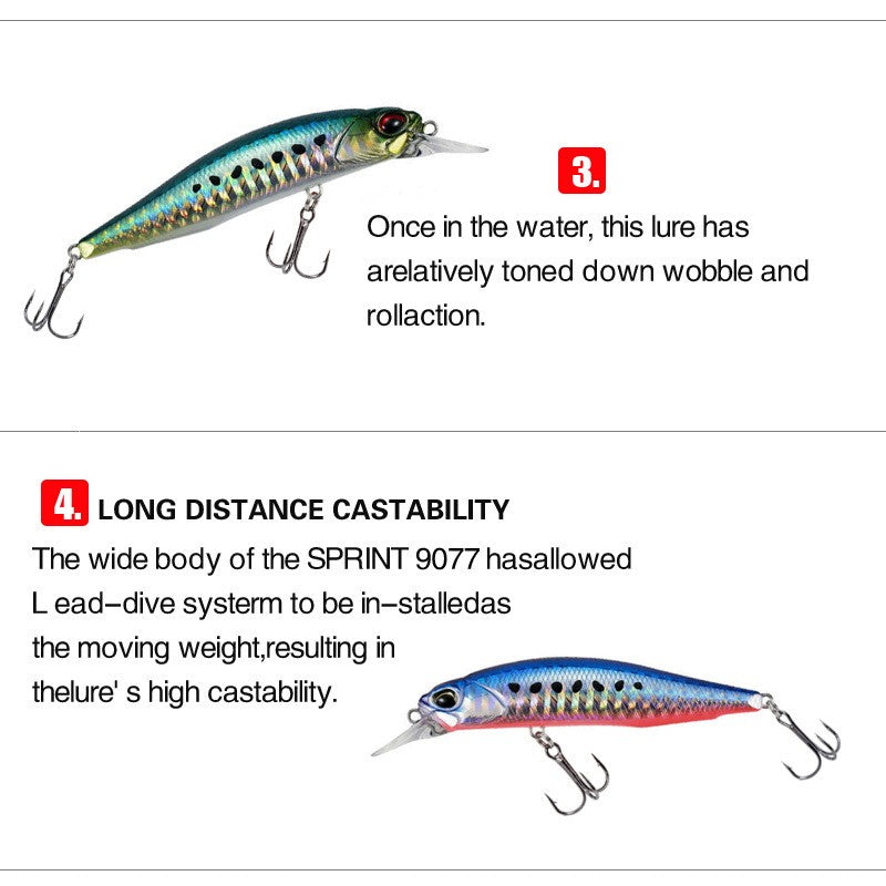 Isca de Pesca Minnow Wobbler Rozante 77SP 77mm 63mm Arremesso Longo Suspenso Isca de Nado Jerkbait Isca Artificial para Culter Alburnus