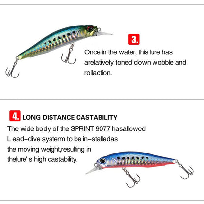 Isca de Pesca Minnow Wobbler Rozante 77SP 77mm 63mm Arremesso Longo Suspenso Isca de Nado Jerkbait Isca Artificial para Culter Alburnus