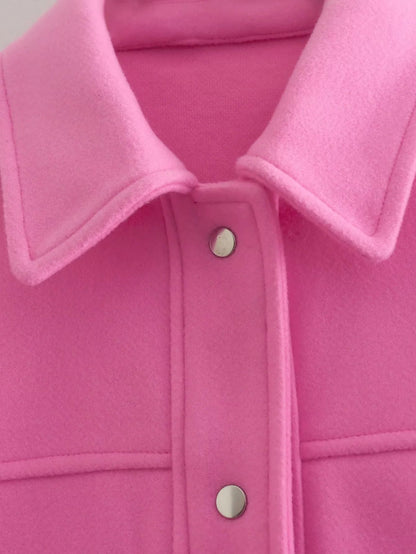 HH Jackets For Womens Autumn Fashion Solid Front Pockets Button Long Sleeve Jacket Elegant Woman Casual Outerwear Coat