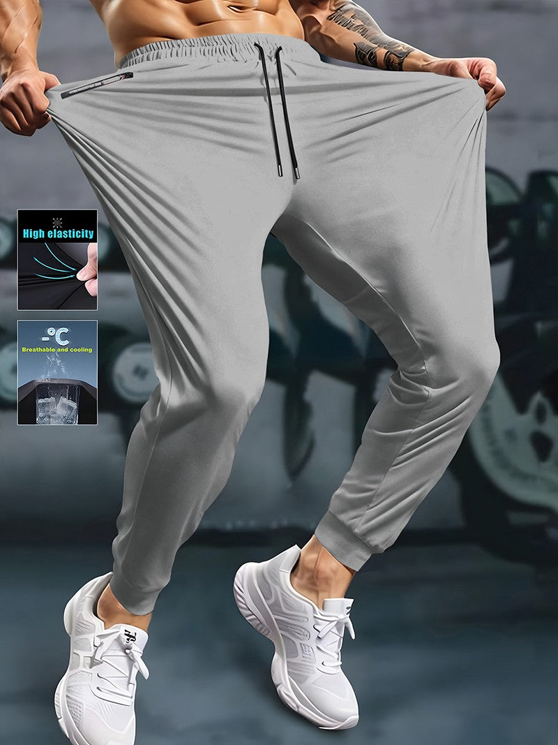 Men's Athletic Stretchy Quick Dry Pants with Zipper Pockets Lightweight Sweatpants for Outdoor Hiking Fishing Running Workout