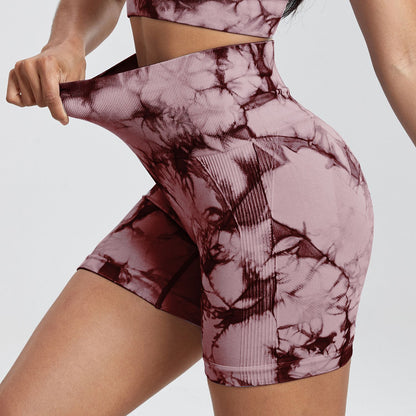 TieDye Sexy Gym Summer Shorts Woman Casual High Waist Outdoors Sport Seamless Shorts Push Up Fitness