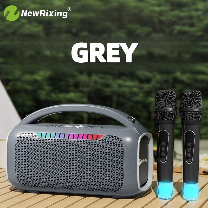 Máquina de Karaokê com 2 microfones, sistema de karaokê portátil, luz RGB, 30W, conexão automática ao ligar, para BT5.3/USB/TF/AUX
