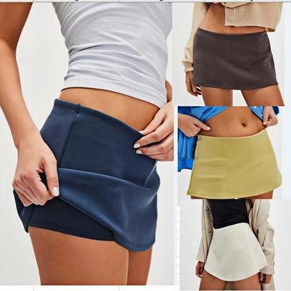 Women's Mini Skorts Casual Stylish Simple Solid Low Rise Short Skirt for All Seasons