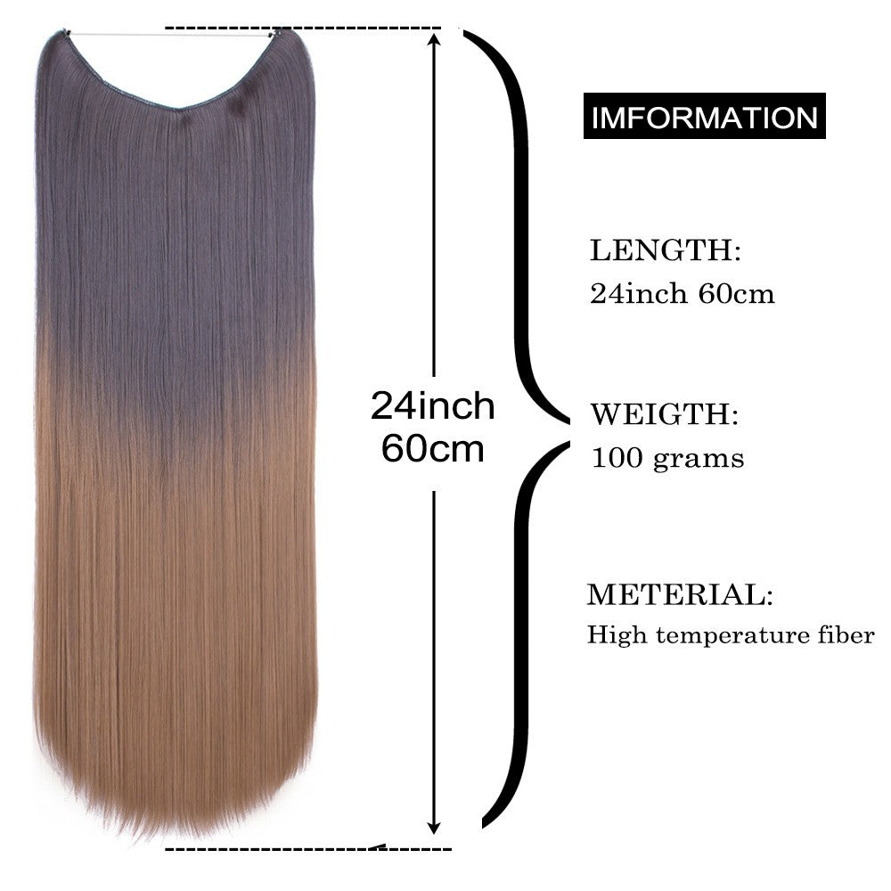 Jeedou One Piece Sem Clipes Apliques Ombre Cor Elasticidade Invisível Fio de Pesca Ondulado Extensão de Cabelo Sintético