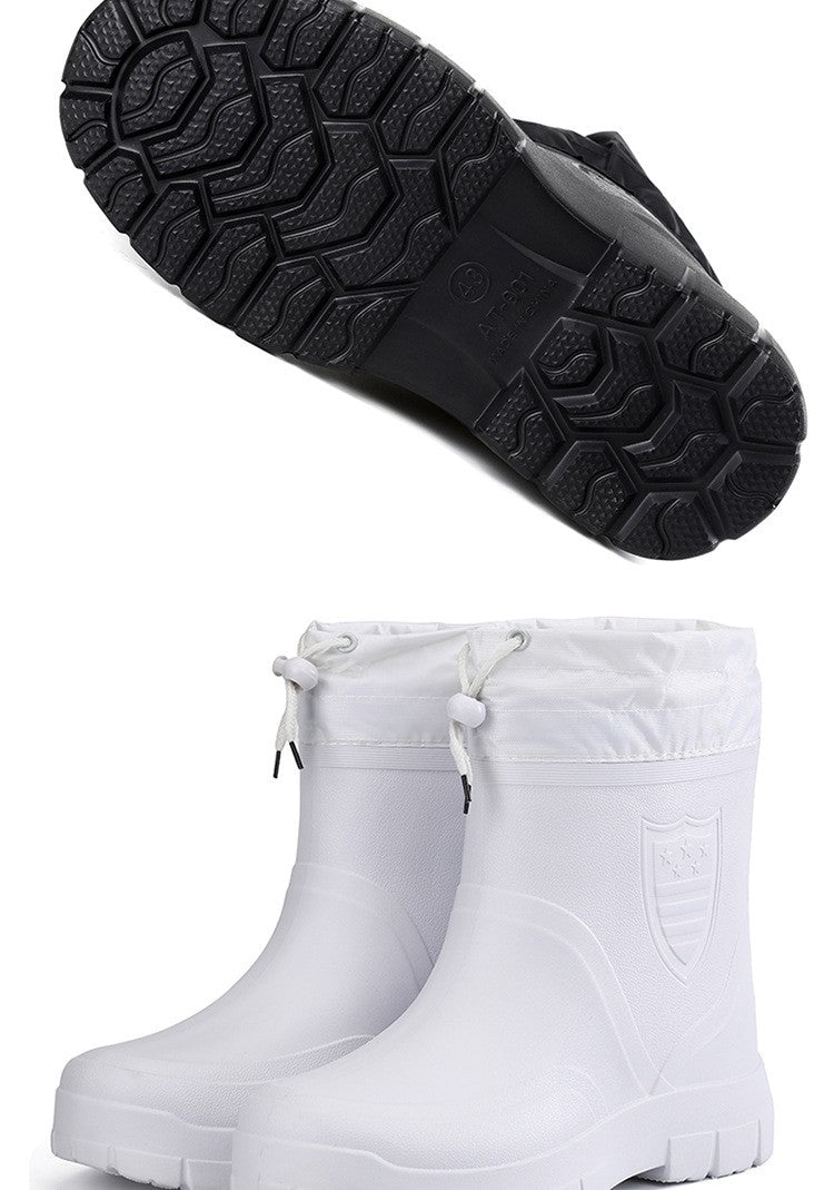 2024 Versátil Botas de Chuva Masculinas Impermeáveis para Exterior Leves Sapatos de Veludo Moda Bota Curta Conforto Casual Masculino Sapatos de Água