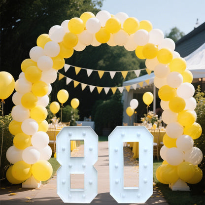 1/2 Pc 73cm/28.7inch Light Up Digital Marquee Frame White Lights KT Board Number 0-9 KT Board With Bracket Party Decorative