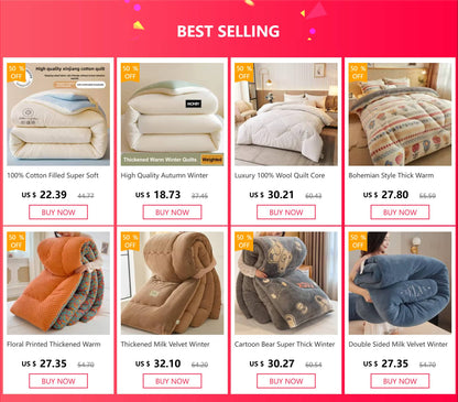 High Quality Autumn Winter Double Bed Duvet Insert Queen Size Thick Warm Quilted Comforter Soybean Fiber Fluffy Soft Quilt Core