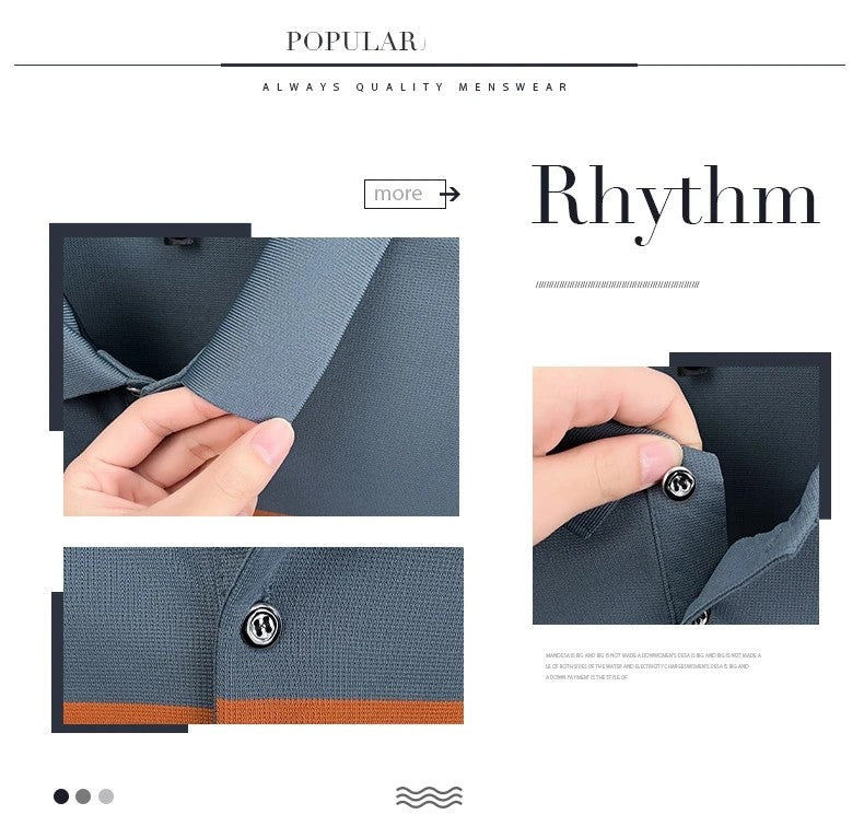 High-quality short sleeve polo shirt men fashion color striped pocket design summer new breathable trendy casual lapel T-shirt