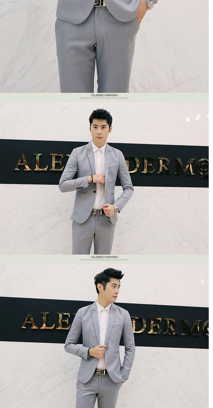 Summer Men's Casual Suit Fashion Business Office Trendy Non-ironing Anti-wrinkle Suit Jacket Solid Color Slim Fit Men's Suit