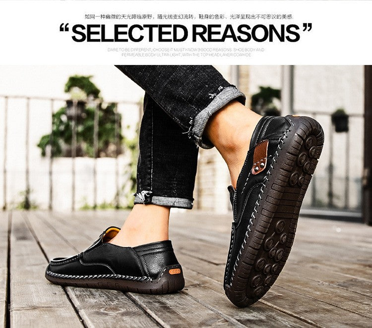 Novos Sapatos Masculinos de Couro Feitos à Mão Casuais Confortáveis Mocassins Masculinos de Couro Slip On Sapatilhas Masculinas Venda Quente Calçados para Caminhada ao Ar Livre