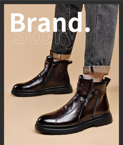 British-style Men's Casual Retro Chelsea Boots for Men Autumn Winter Cow Leather Shoes Male Fashion New Designer Ankle Boots Man