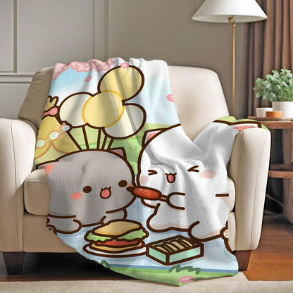 Cartoon cute Peach and Goma Blanket For Sofa Office Bed Plane Travel Sleep Read Relax Camping Soft And Warm