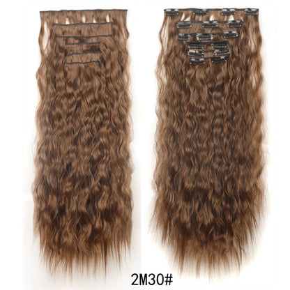 Wig clip hair extensions Cabelo comprido liso extensões de fibra química sintética invisível Conjunto de seis peças de 16 grampos de cabelo