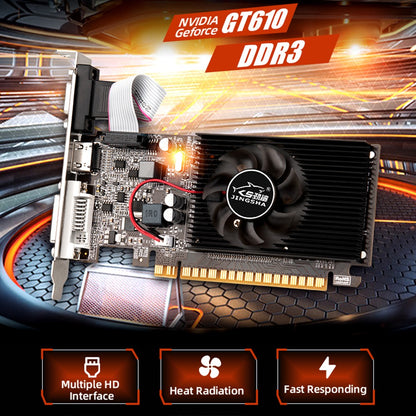 Placa de Vídeo GT610/ GT210/GT730 1/2/4GB DDR5 256Bit com HD VGA DVI PCI-E2.0 16X para PC