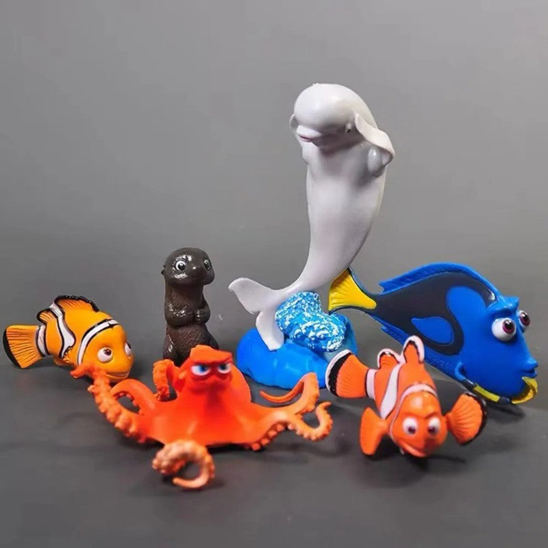 6 unidades/conjunto Disney Procurando Nemo Dory Peixe-Palhaço PVC Bonecos de Ação Brinquedos Modelo Estatueta Coleção de Bonecas Enfeite Bonecas Presentes de Natal para Crianças