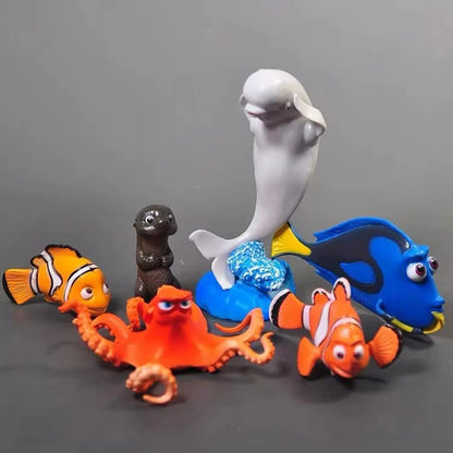 6 unidades/conjunto Disney Procurando Nemo Dory Peixe-Palhaço PVC Bonecos de Ação Brinquedos Modelo Estatueta Coleção de Bonecas Enfeite Bonecas Presentes de Natal para Crianças