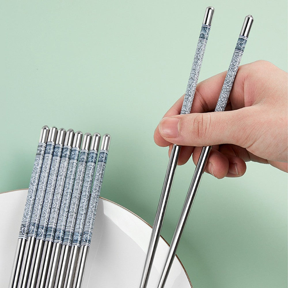 Conjunto de Hashis de Aço Inoxidável para Casa Hashis Reutilizáveis para Adultos Hashis Antiderrapantes Utensílios de Cozinha