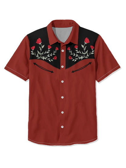 West Cowboy Shirts For Men Vintage Short-Sleeved Shirt Tops Ethnic Blouse Animal Cats 3d Print Casual Shirt Men's Clothing 3xl