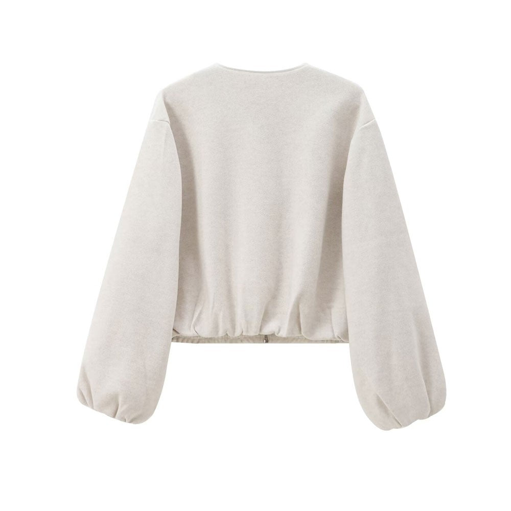 Oversized Soft Bomber Jacket for Women, Long Sleeve Coat, Front Zipper, Female Outerwear, Chic Tops, Fashion