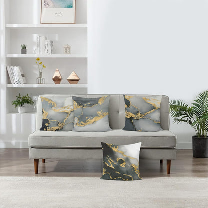 Marble Grey Black Gold Abstract Art Velvet Soft Decorative Cushion Cover Throw Pillow Cases for Sofa Bedroom Living Room Home