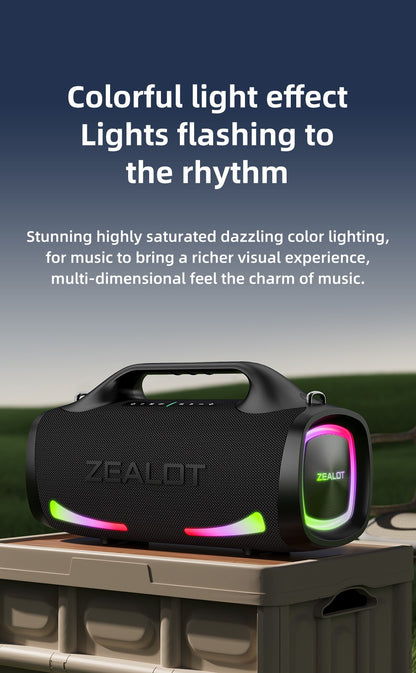 ZEALOT-S79 Speaker Party Portable Speaker with Bluetooth 5.2, Portable Handle, 24-Hour Playtime, for Party, Camping