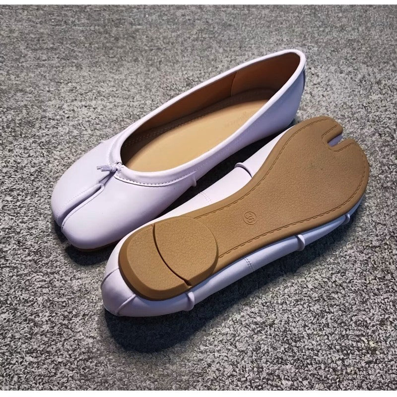Fashion Soft Leather Split Toe Women Tabi Ballet Flats Spring Autumn Comfortable Walking Lazy Loafers Casual Girls Dance Shoes
