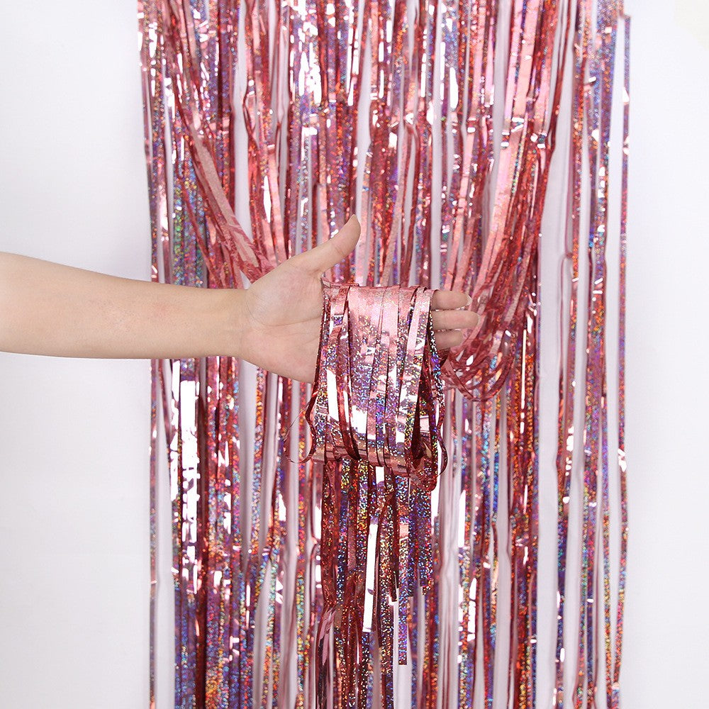 2M Glitter Pink Metallic Foil Tinsel Curtain Backdrop Birthday Wedding Bridal Shower Bachelorette Party Decor Adult Anniversary