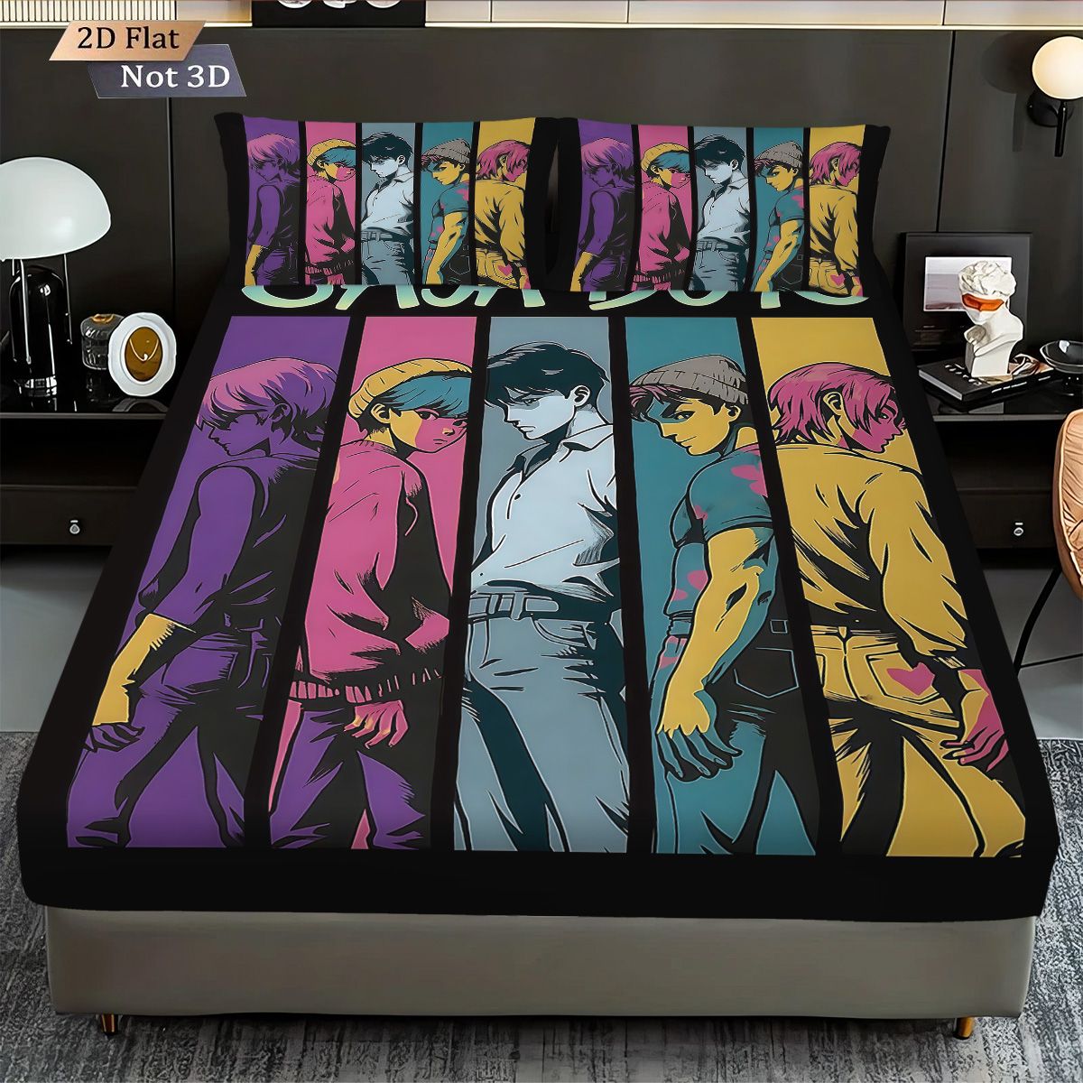 3pcs k-pop Saja Boys Printed coreless Bed Sheet Set Multi Size Soft Bed Cover Bedroom Bedding Decoration Machine Washable