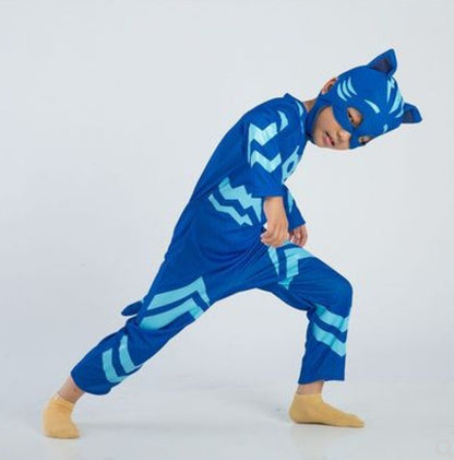 cosplay Blue Pajama Boys Girls Anime Hero Costume with Mask Cosplay Clothe Suit Child Halloween costume Birthday Party Kids Gift