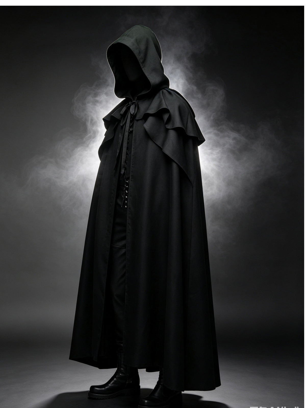 Medieval Vintage Hooded Long Cos Cloak, Dark Green Double Lapel Tie Cape, Unisex Ranger Hunter Wizard Role Play Costume, Retro Gothic Cosplay Coat for Halloween Stage Performance