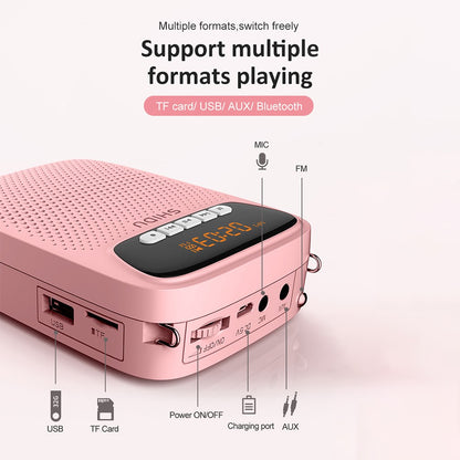 SHIDU 15W Rechargeable Portable Bluetooth Voice Amplifier for Teacher Wired Microphone FM Radio AUX Audio Recording Speaker S278