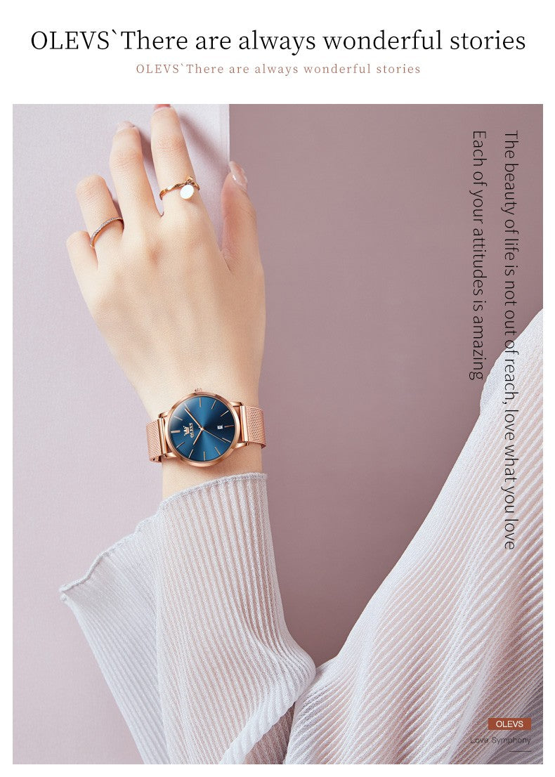 OLEVS 5869 Women Watch Fashion Simple Ultra Thin 6.5mm Quartz Women's Watch Top Brand Calendar Waterproof Women Luxury Watch