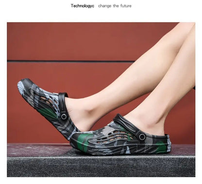 Men's Summer Camouflage Graffiti Sandals Garden Clogs Shoes Men Outdoor Beach Anti-skid Slippers Indoor Home Shoe big size 45-49