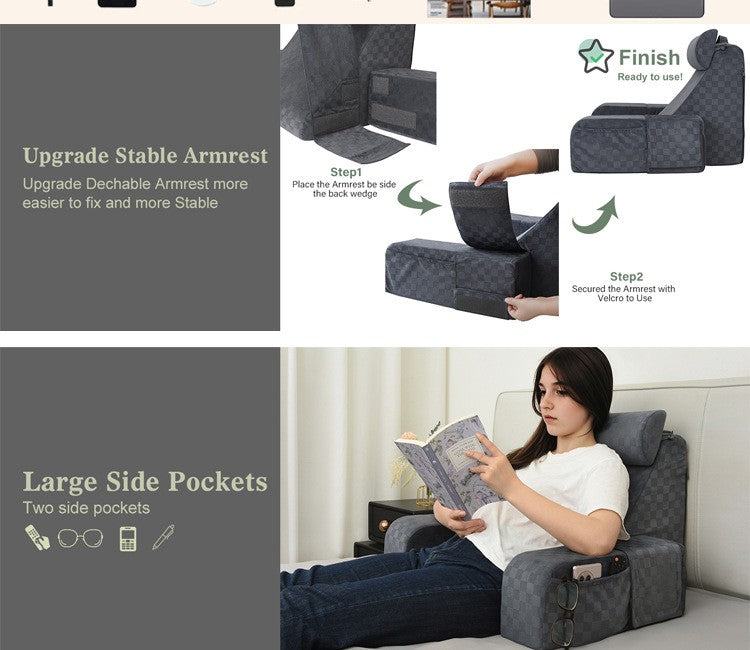 Home Bed Reading Pillow Cushion Adjustable Adult Headrest Pillow Perfect for Watching TV Reading Gaming or Resting Decoration ??