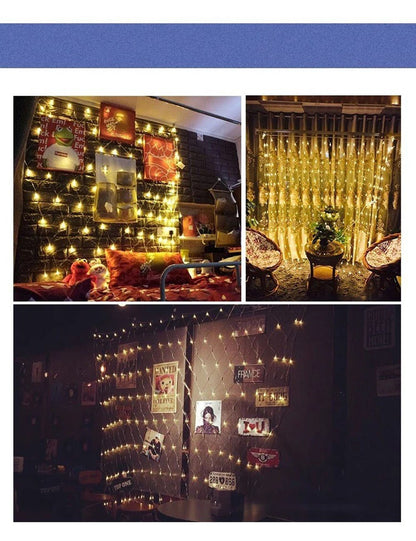 Luzes de corda de rede de LED 8 modos 220V 110V plugue UE/EUA Festival Decoração de Natal Guirlandas Festa de Natal Jardim Ano Novo Casamento
