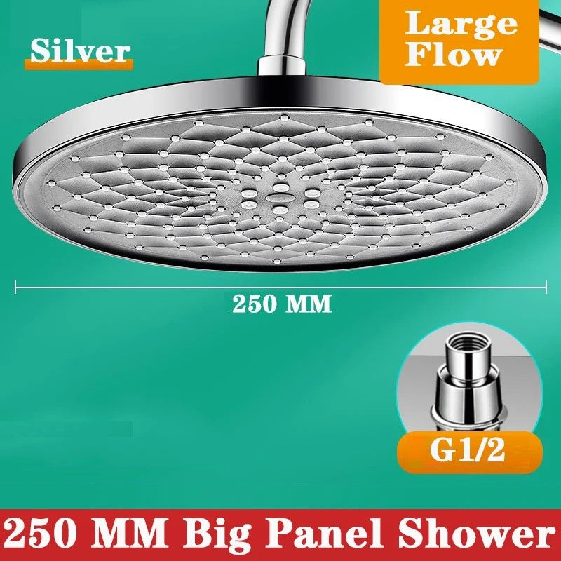 Novo Chuveiro de Teto Pressurizado de 25CM, Chuveiro de Teto de Grande Fluxo Supercharge ABS Grosso de Alta Pressão Tipo Chuva