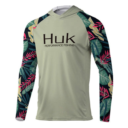 Camisa de Pesca HUK com Capuz Camisa de Pesca Masculina Manga Longa Proteção Uv 50 Camisas de Pesca Vestuário Roupa de Pesca ao Ar Livre
