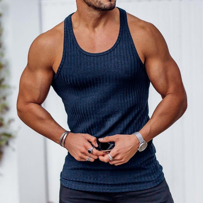 Summer Knitted Fitness Sports Leisure I-shaped Mens Tank Top Fashion Solid Gym Clothing Blusas Tanks Tops Men Clothes T-shirts