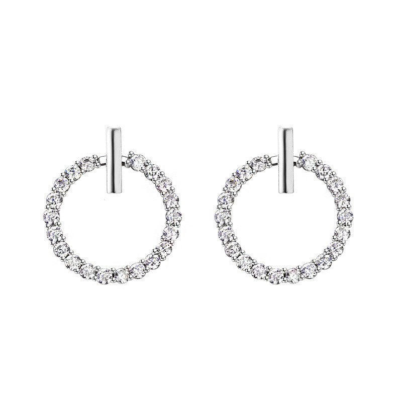 LByzHan Frete Grátis Moda 925 Prata Esterlina Cristal Strass Geométrico Redondo Brincos Para Mulheres Belas Joias
